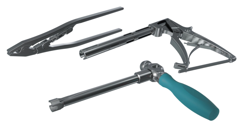 ER Solution — individuell entwickeltes chirurgisches Sonderinstrument, zerlegt dargestellt